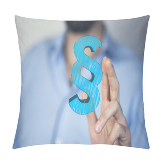 Personality  Man's  Hand  Touching Virtual Paragraph Symbol On Screen  Pillow Covers