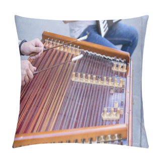 Personality  Man Hands Playing On A Harp, The Ukrainian National Musical Instrument, Close Up. Lviv, Ukraine Pillow Covers
