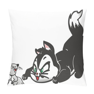 Personality  Cat Hunts Mouse Pillow Covers