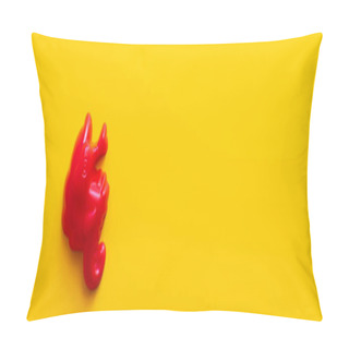 Personality  Top View Of Red Plastic Sea Horse On Bright Yellow Background, Banner Pillow Covers