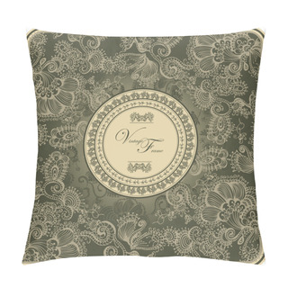 Personality  Vintage Frame With Abstracts Flowers And Ornamental Birds. Hand Drawing. Pillow Covers