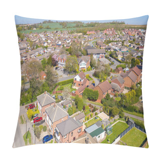 Personality  Aerial Photo Of The Town Of Kippax In Leeds West Yorkshire In The UK Showing Residential Housing Estates On A Beautiful Sunny Summers Day With White Fluffy Clouds In The Sky. Pillow Covers