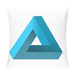 Personality  Impossible Triangle. Penrose Optical Illusion. Blue Gradient Endless Triangular Shape. Abstract Infinite Geometric Object. Impossible Eternal Figure. Isolated On White Background. Vector Illustration. Pillow Covers