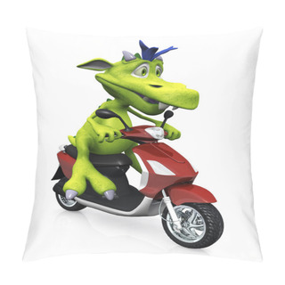 Personality  Cute Cartoon Monster On A Scooter. Pillow Covers