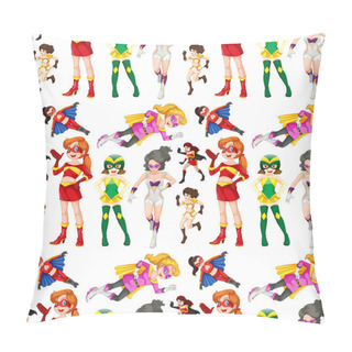 Personality  Female Heroes In Different Costumes Pillow Covers