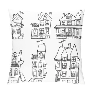 Personality  6 Vector Cartoon Houses Pillow Covers