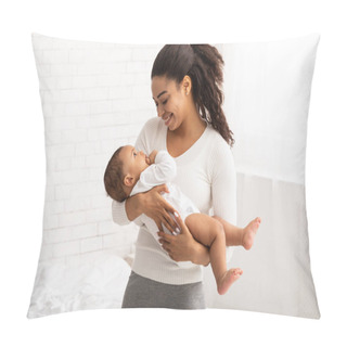 Personality  Black Mom Holding Baby In Arms Standing In Bedroom Indoor Pillow Covers