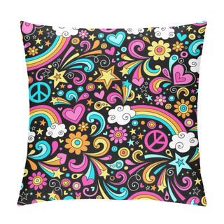 Personality  Back To School Notebook Doodles Rainbow Seamless Pattern Pillow Covers