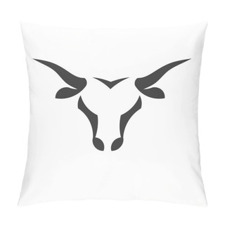 Personality  Abstract Simple Bull Head Vector Logo Concept Illustration, Buffalo Head Logo, Bull Head Logo. Bull Animal Logo Sign, Pillow Covers