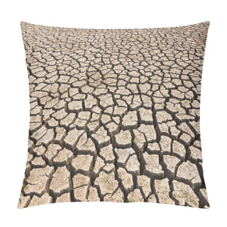 Personality  Global Warming, Drought In The Summer, The Ground Is Dry Reservoir Of Mae Moh, Lampang, Thailand. Pillow Covers