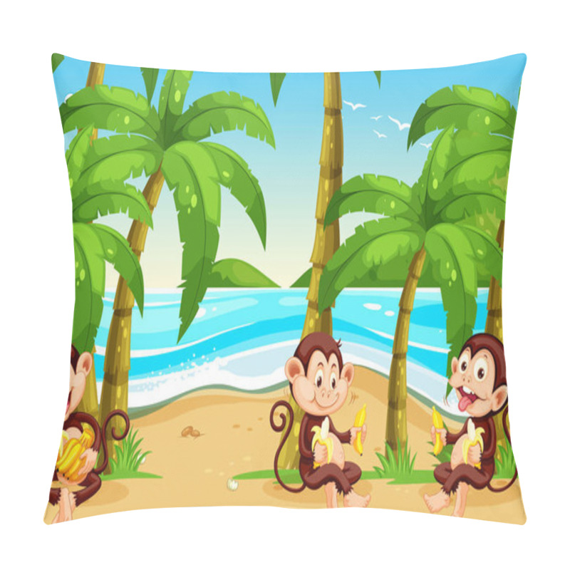 Personality  Monkey at the beach illustration pillow covers