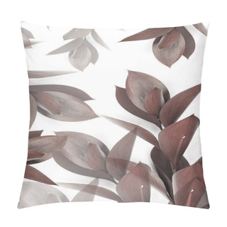 Personality  Grey And Brown Leaves On Twigs Isolated On White  Pillow Covers
