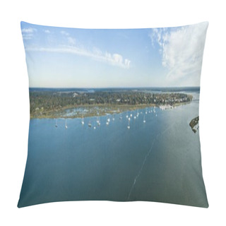 Personality  180 Degree Aerial View Of Beaufort, South Carolina And Surrounding Harbor. Pillow Covers