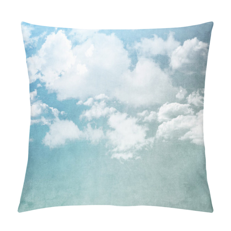 Personality  Grunge background of blue sky with white clouds pillow covers