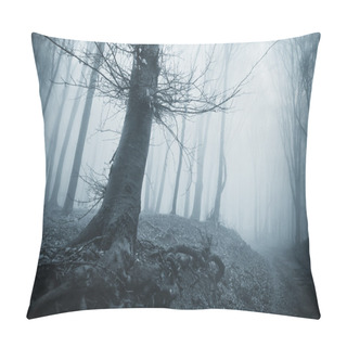 Personality  Spooky Tree In A Cold Forest With Fog Pillow Covers