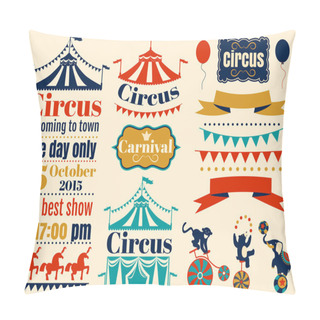 Personality  Vintage Hipster Circus Labels Set Pillow Covers