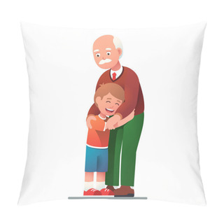 Personality  Smiling Grand Father Embracing Grand Son Child Pillow Covers