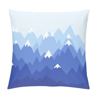 Personality  Mountains Landscape In Geometric Style. Outdoor Vector Background. Seamless Illustration. Pillow Covers