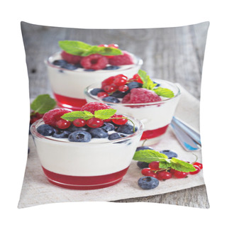 Personality  Yogurt Dessert With Jelly And Fresh Berries Pillow Covers
