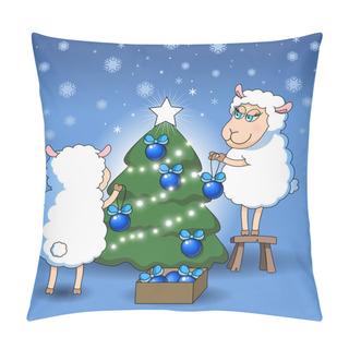 Personality  Sheep Decorate A Christmas Tree Pillow Covers