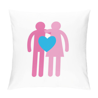 Personality  Couple Of Woman And Man Avatar Flat Style Icon Vector Design Pillow Covers