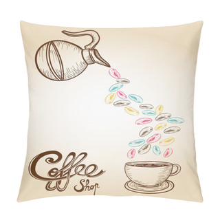 Personality  Coffee Colorful Sketch Style Beans Illustration Pillow Covers