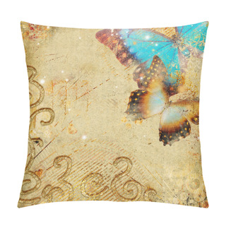 Personality  Golden Retro Backround With Butterflies Pillow Covers