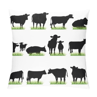Personality  Cows Silhouettes Set Pillow Covers