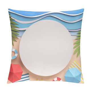 Personality  White Round Blank Screen Surrounded By Sandy Beach Pillow Covers