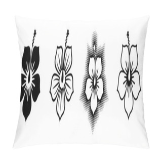 Personality  Hibiscus Flower Silhouette Vector Set. Hibiscus Flower Vector Illustration Set. Pillow Covers