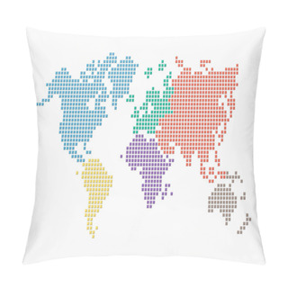 Personality  World Map ( Pixel Style And Flat Color Design ) ( Different Color Of Continent ) Pillow Covers