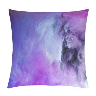 Personality  Abstract Blue, White And Purple Artistic Background With Flowing Paint Pillow Covers