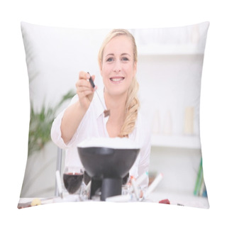 Personality  Woman Having A Fondue Bourguignonne Pillow Covers