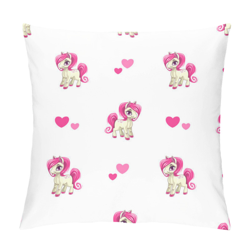 Personality  Cute seamless pattern with little cartoon pony pillow covers