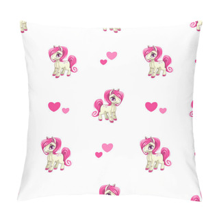 Personality  Cute Seamless Pattern With Little Cartoon Pony Pillow Covers
