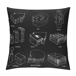 Personality  Web Icons Sketch Set Pillow Covers