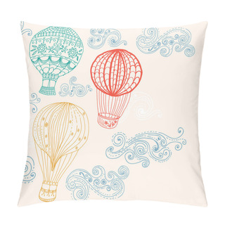 Personality  Hot Air Balloon In Sky Background Pillow Covers