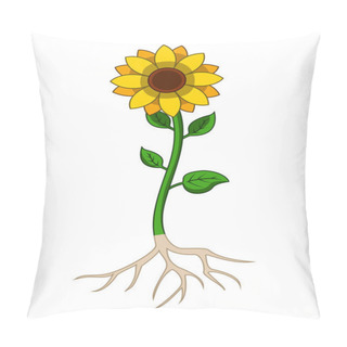 Personality  Illustration Of Sunflowers Tree With Root System Pillow Covers