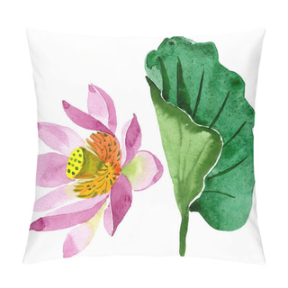 Personality  Beautiful Purple Lotus Flower Isolated On White. Watercolor Background Illustration. Watercolour Drawing Fashion Aquarelle Isolated Lotus Flower Illustration Element Pillow Covers
