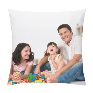 Personality  Happy Family Playing With Blocks Pillow Covers