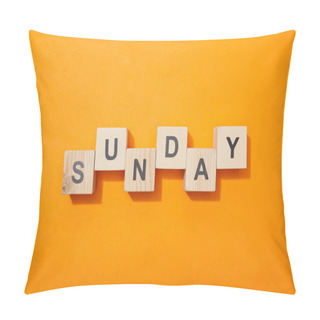 Personality  Top View Of Wooden Blocks With Letters On Orange Surface Pillow Covers