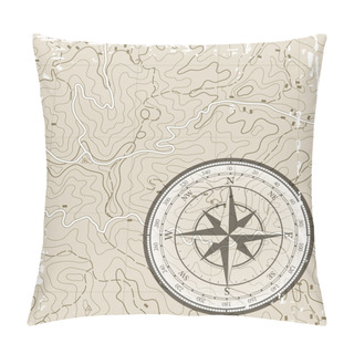 Personality  Topographic Map With Compass Pillow Covers