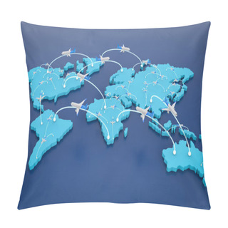 Personality  Flight Route With World Map Pillow Covers