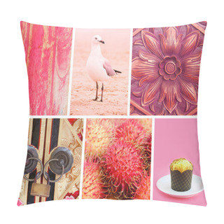 Personality  Collage Of Photos In Pink Colors Pillow Covers