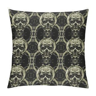 Personality  Skulls Motif Dark Seamless Pattern Pillow Covers