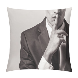 Personality  Man Making Silence Gesture Pillow Covers