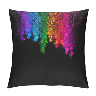 Personality  Falling Colored Powder Isolated On Black Background Pillow Covers