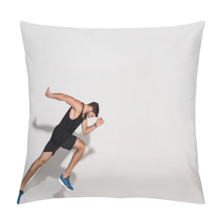 Personality  Side View Of Young Man Running On White Pillow Covers