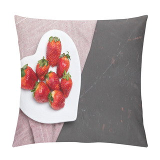 Personality  Strawberries On Heart Shaped Plate Pillow Covers
