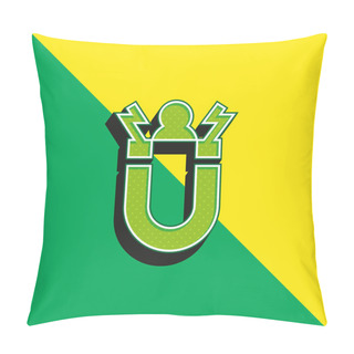 Personality  Attract Green And Yellow Modern 3d Vector Icon Logo Pillow Covers